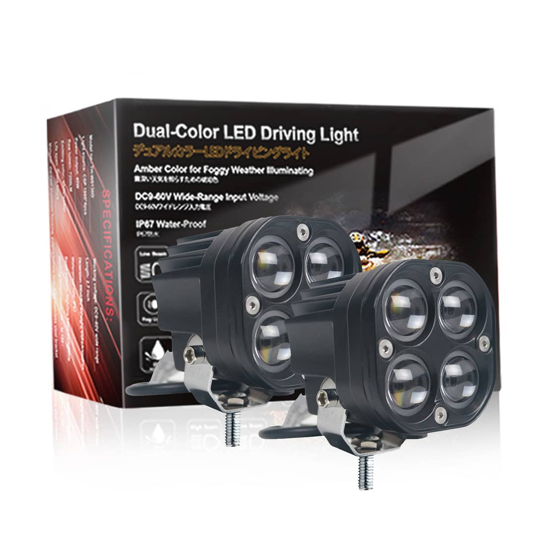 offroad White amber colors 3inch 80w dual color led work light custom box