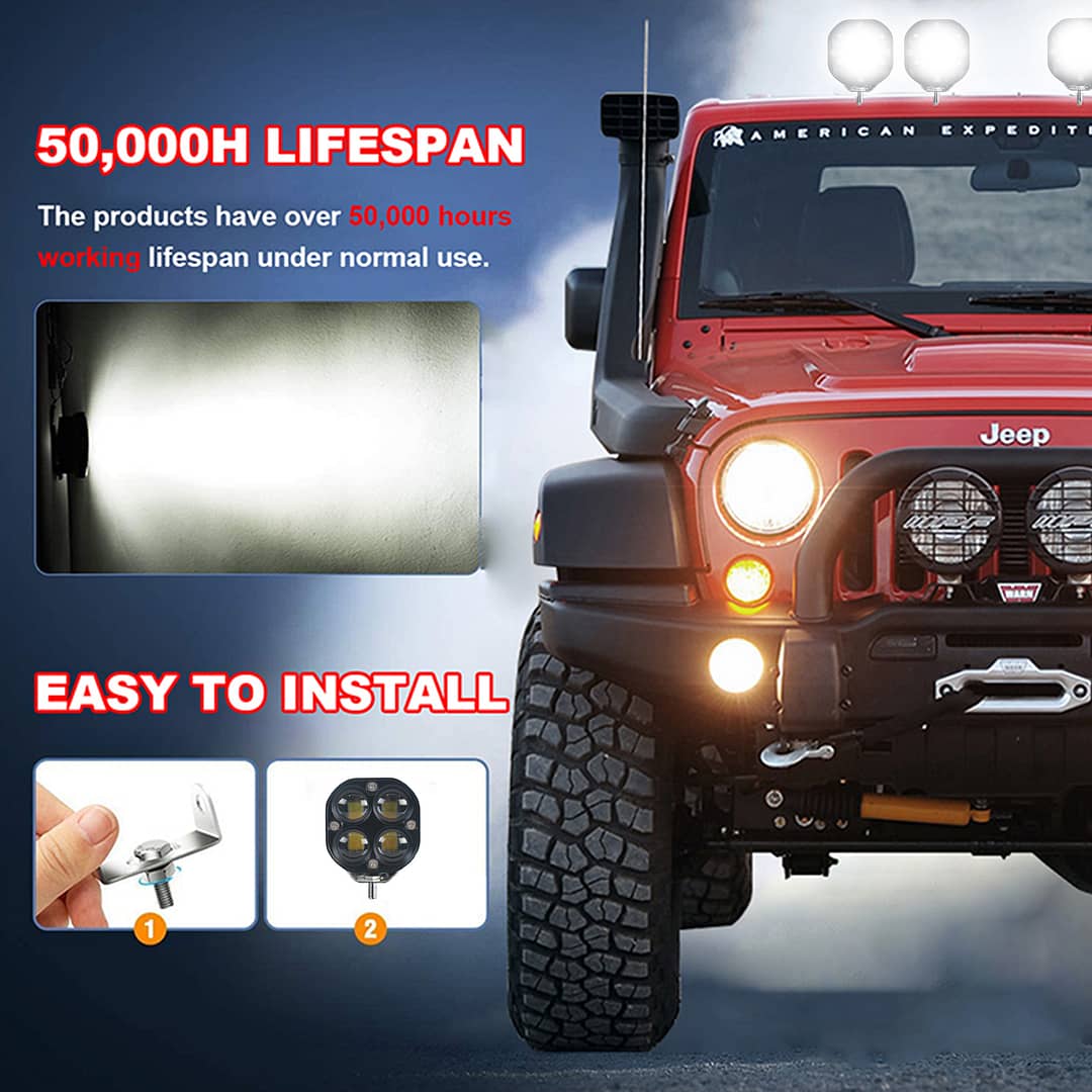 offroad White amber colors 3inch 80w dual color led work light for offroad