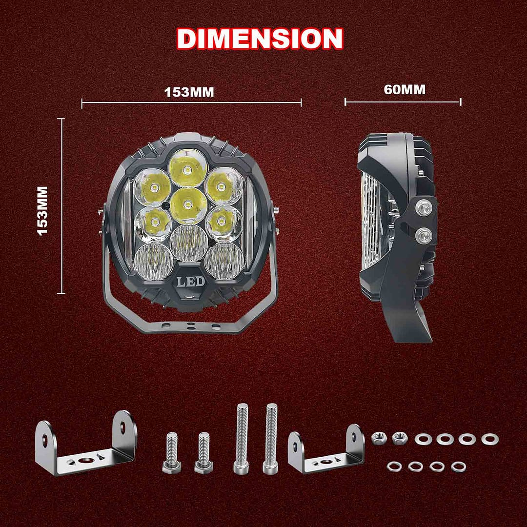Teehon 5-inch 50W Combo LED Work Light Off-Road SUV UTV LED Driving Light Size