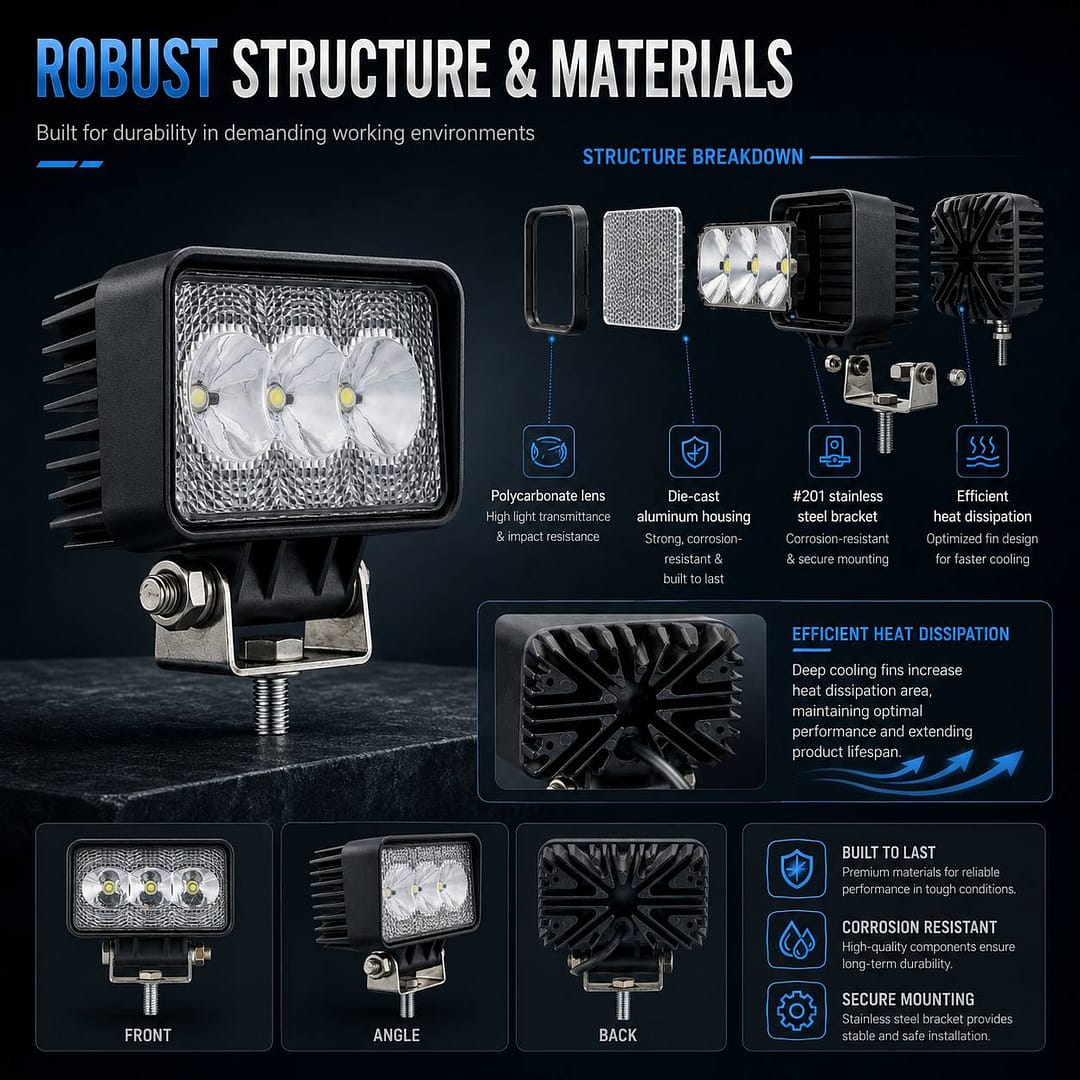 led-work-light-structure-materials