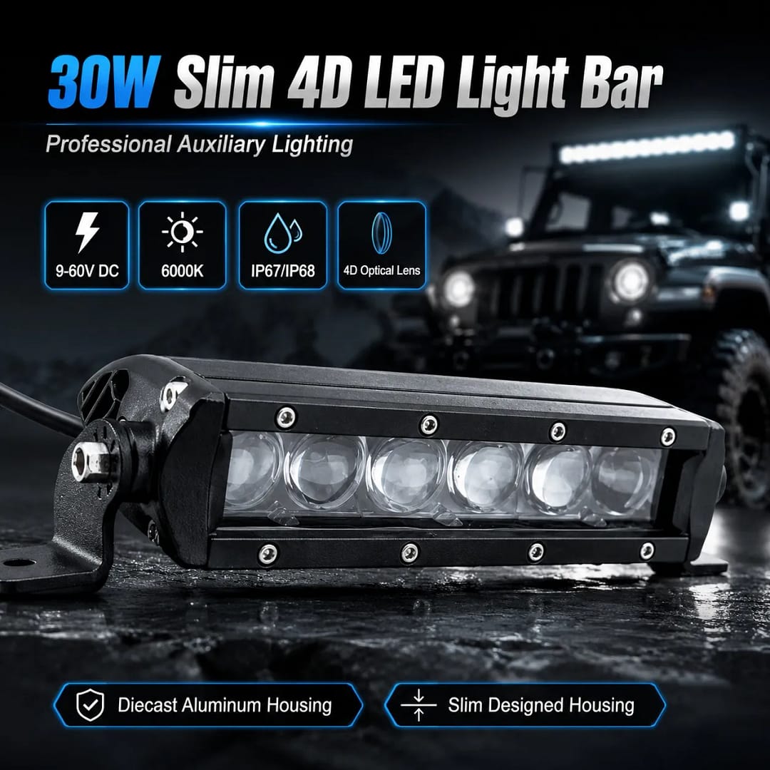 8 Inch 30W 4D Slim Single Row LED Light Bar TH-GT0530C-L