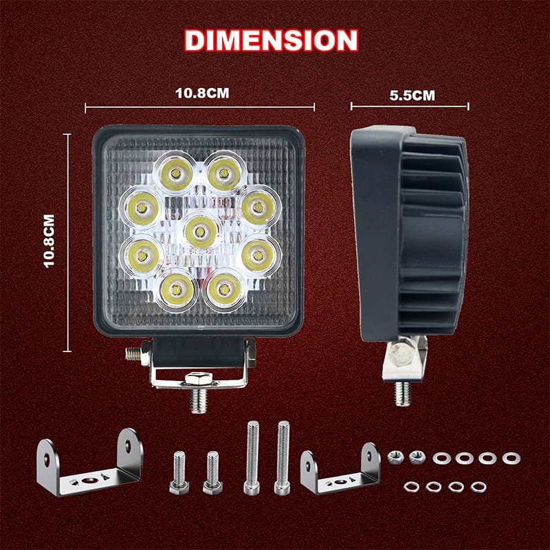 27 Watts square LED Work light SIZE