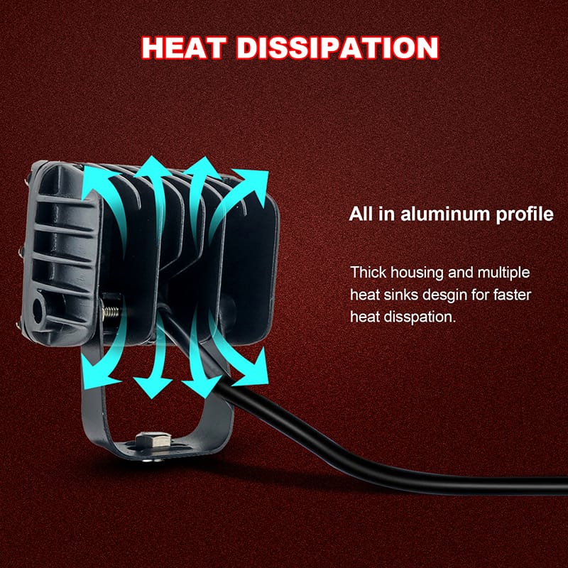 36W 4 inch 1920LM 12V 24V offroad three side led work light cooling effect