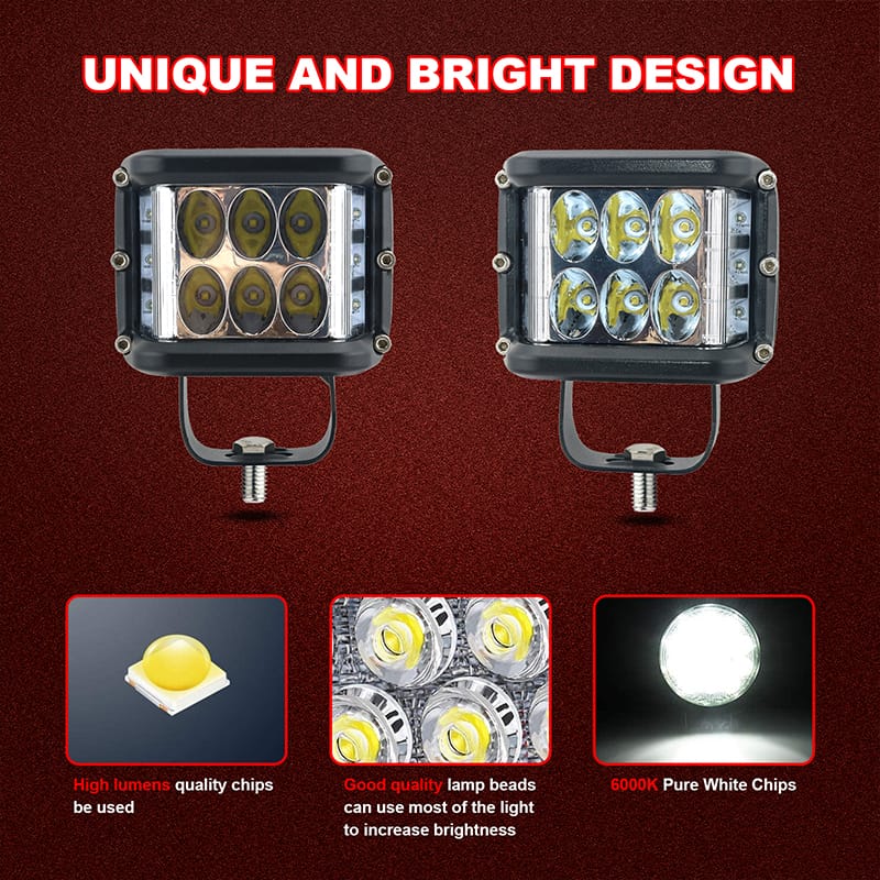 36W 4 inch 1920LM 12V 24V offroad three side led work light display