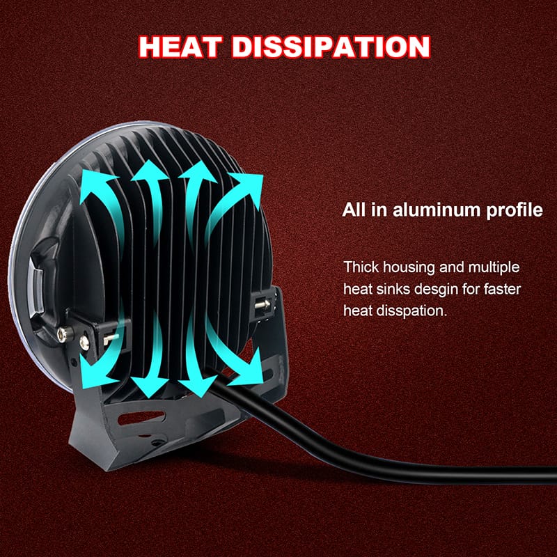 4440LM 8.6 inch round high power 111W led work light cooling effect