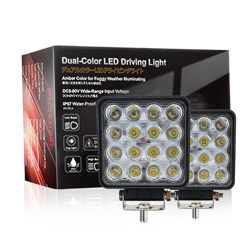 48W Square 1920 Lumens 4.2 Inch LED Work Light Color Box