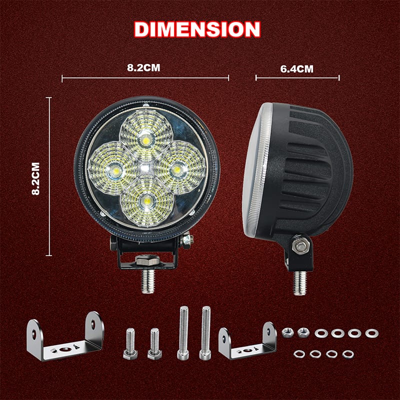 Clover Mini 12W Round 800 Lumens LED Work Light Size