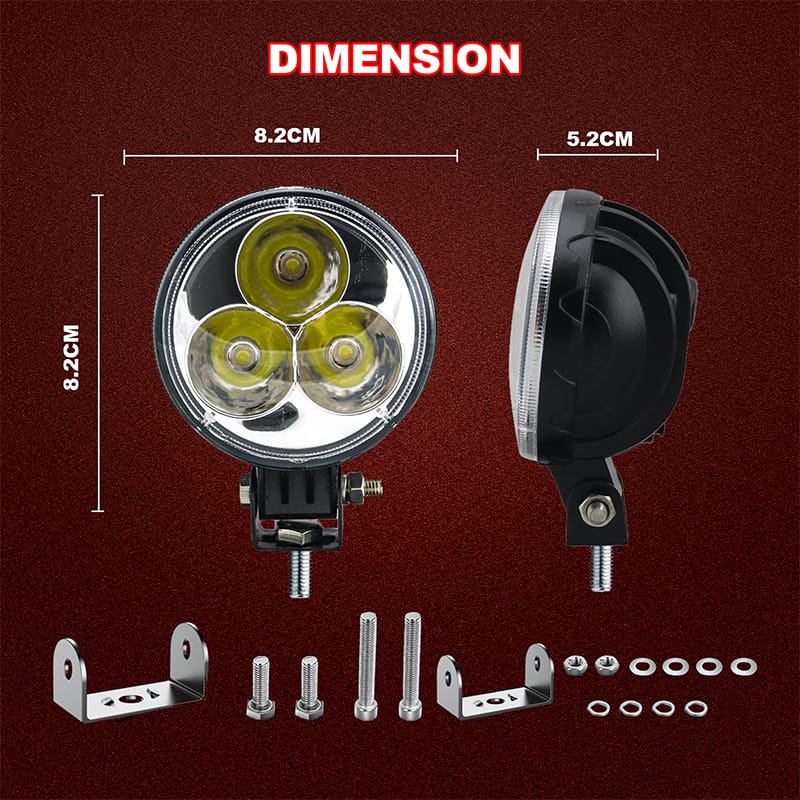 Round clover 9W led work light Size
