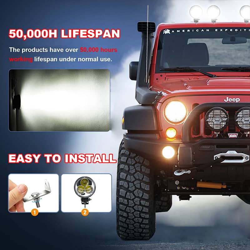 Round clover 9W led work light for offroad