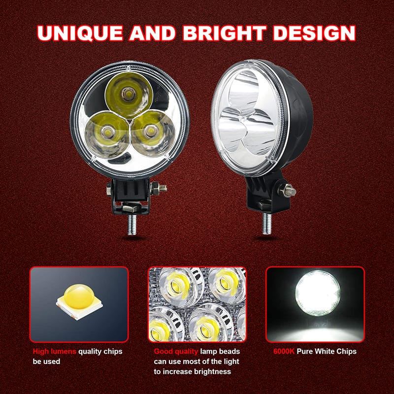 Round clover 9W led work light lamp bead display