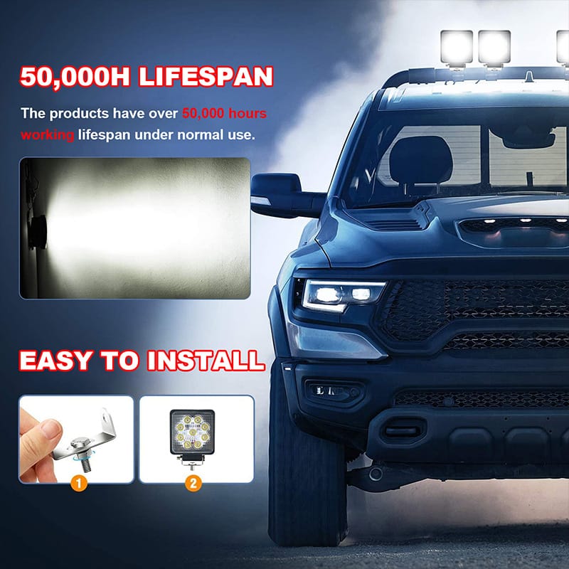 27 Watts square LED Work light for car
