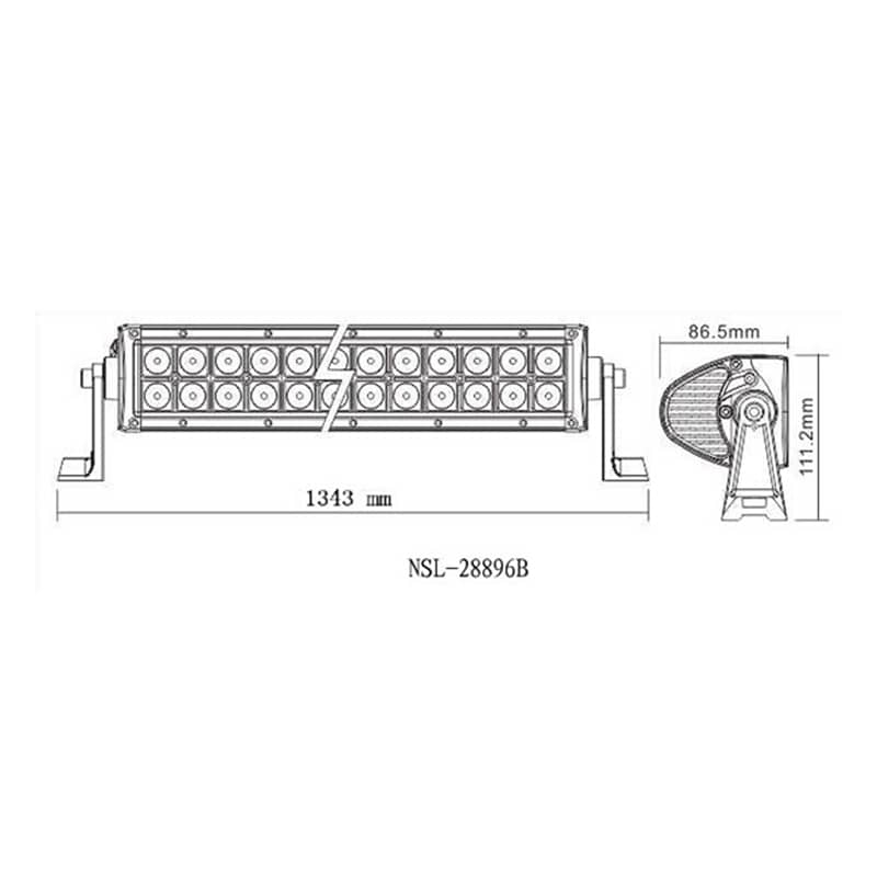 Double Row 180W LED Light Bar Size