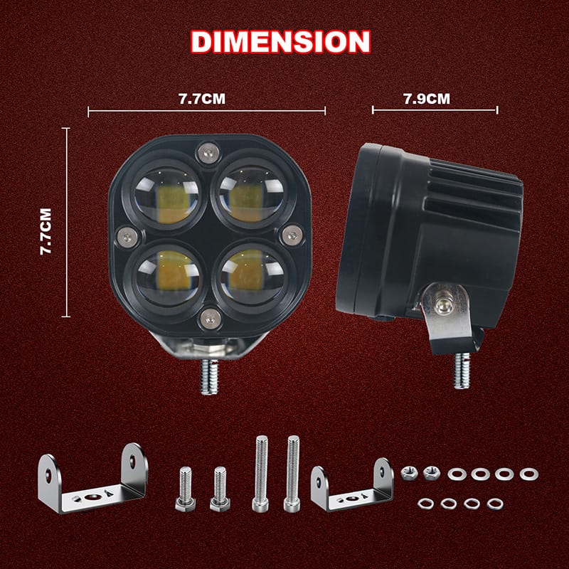 offroad White amber colors 3inch 80w dual color led work light size