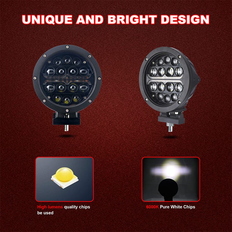 TEEHON 60W 7.1 Inch DRL Amber Angle Eye Round Offroad Led Driving Lights LED parameters
