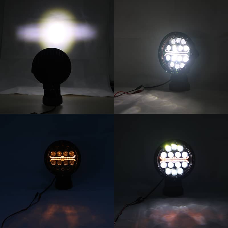 TEEHON 60W 7.1 Inch DRL Amber Angle Eye Round Offroad Led Driving Lights Lighting Effect Display