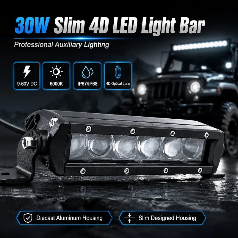 8 Inch 30W 4D Slim Single Row LED Light Bar TH-GT0530C-L