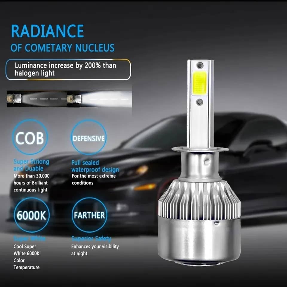 6000K White COB C6 LED Headlight