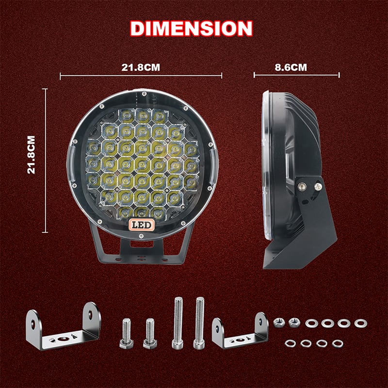 4440LM 8.6 inch round high power 111W led work light size details