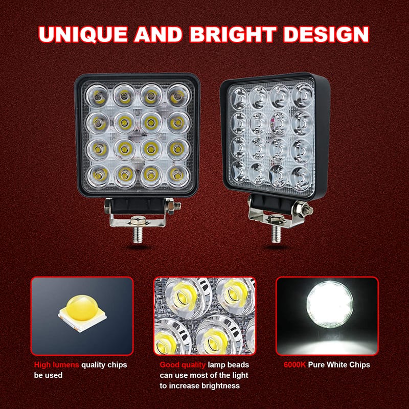 48W square 1920 lumens 4.2 inches LED Work Light detail display