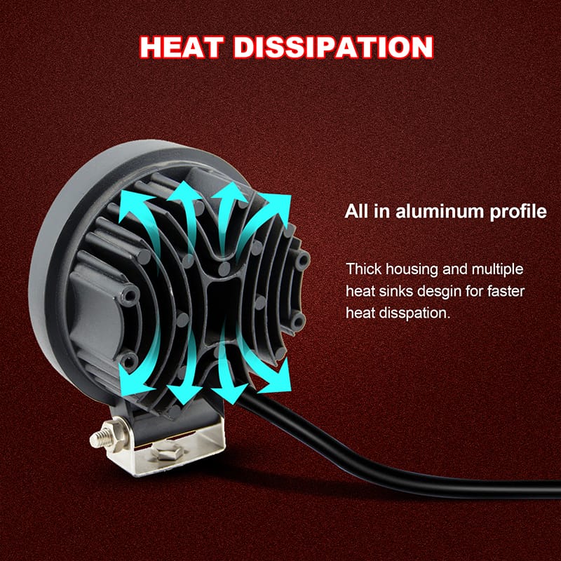 Round 4.5 inches 24W off-road vehicle LED WORK LIGHT cooling effect