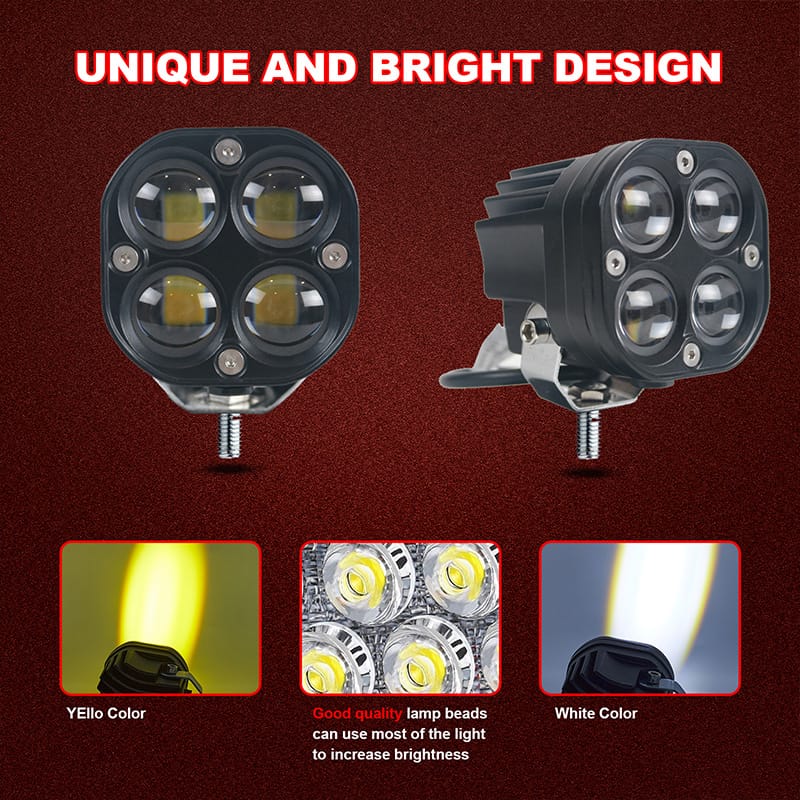 offroad White amber colors 3inch 80w dual color led work light details