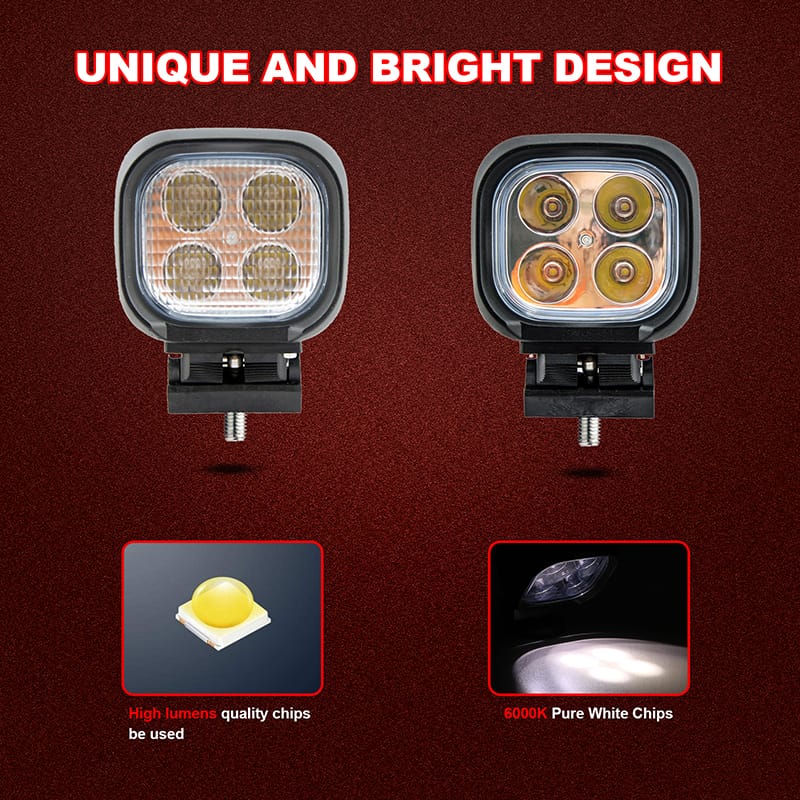 CREE led lamp beads4x4 Offroad 2800LM 40W 4.9 Inch 12v 24v LED Work Light detail drawing