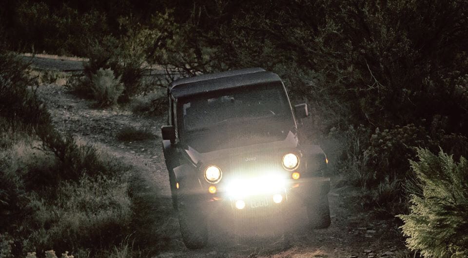 Off-road vehicle driving at night