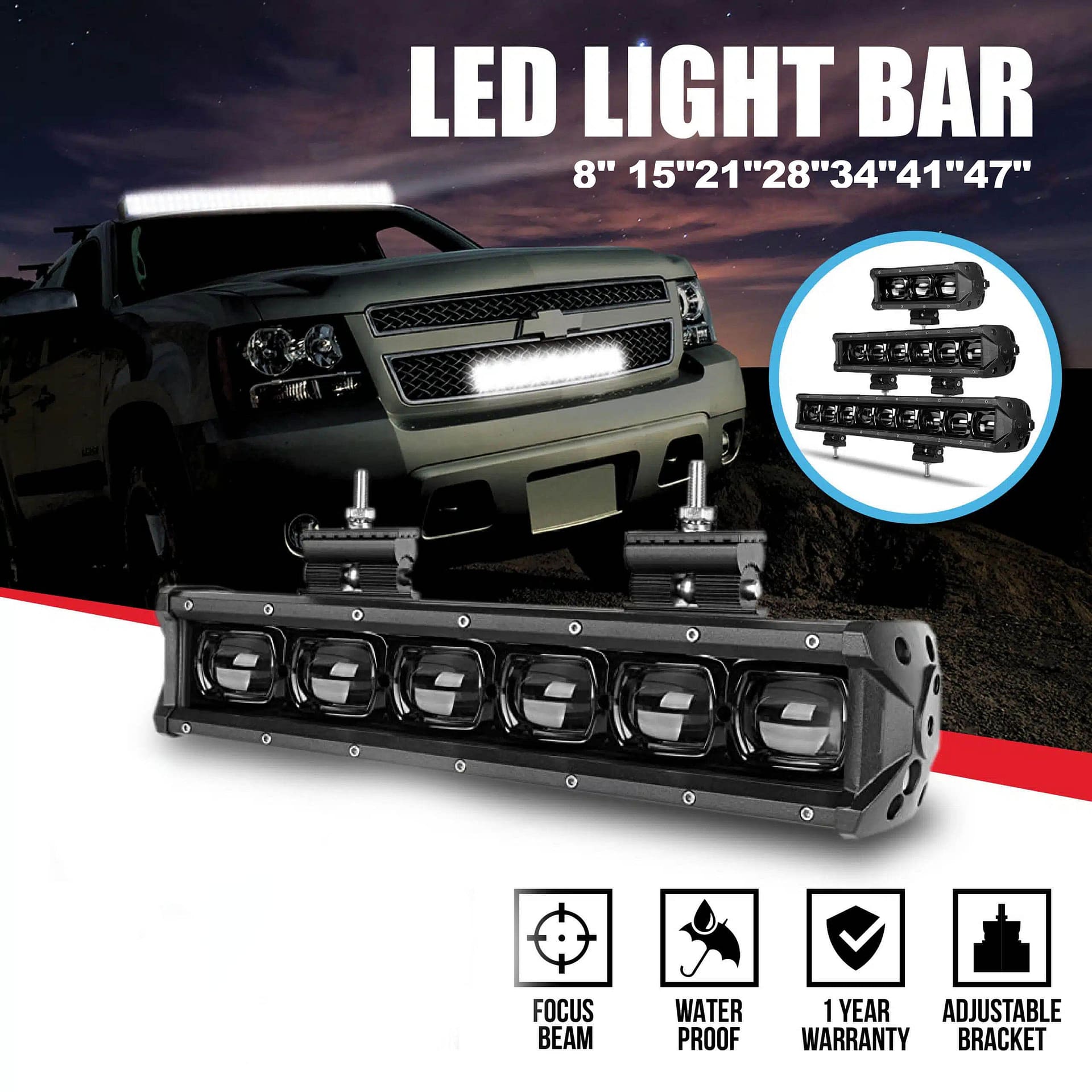 Straight Single-Row Projector Lens LED Light Bar