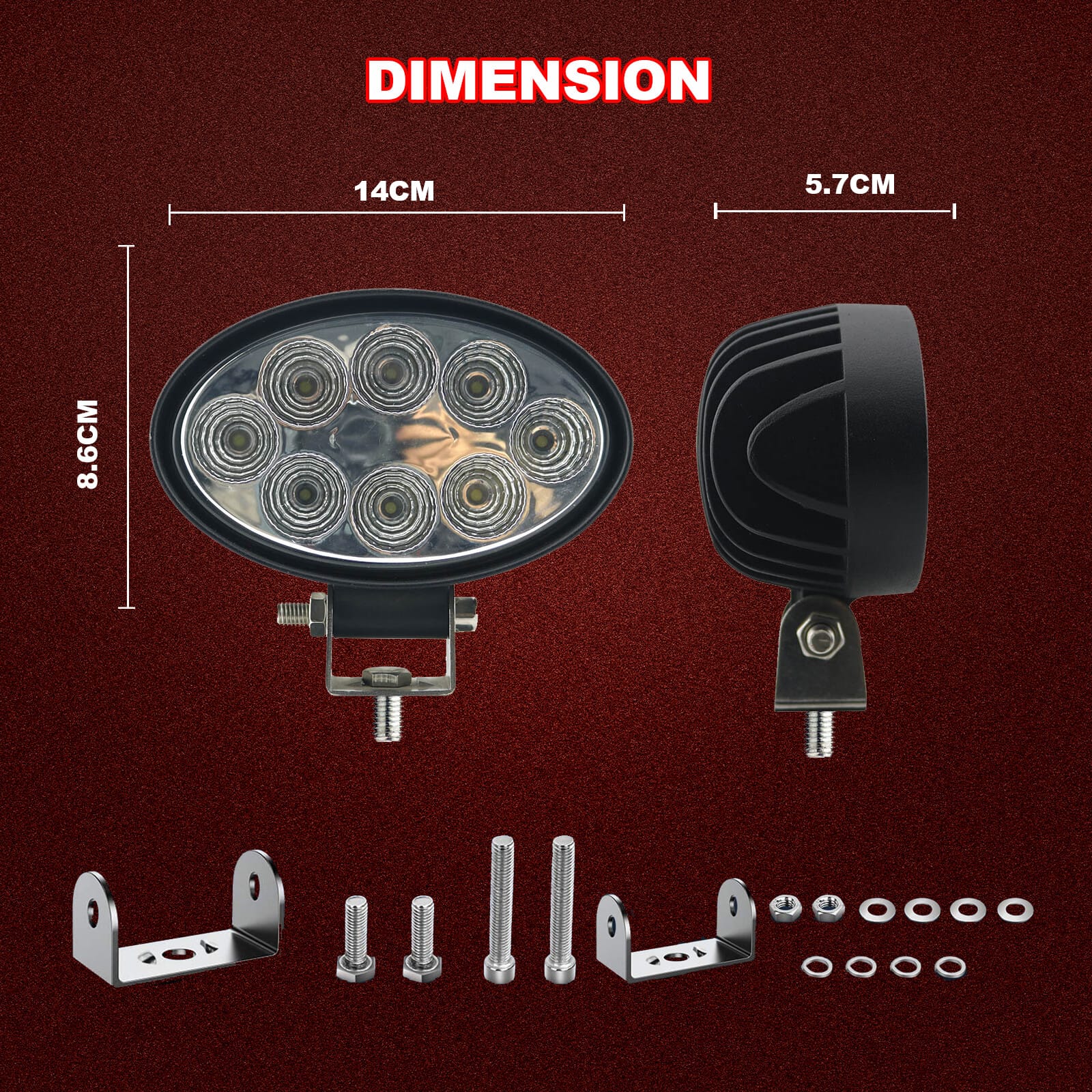 24W-Oval-LED-Work-Light-Rear-View